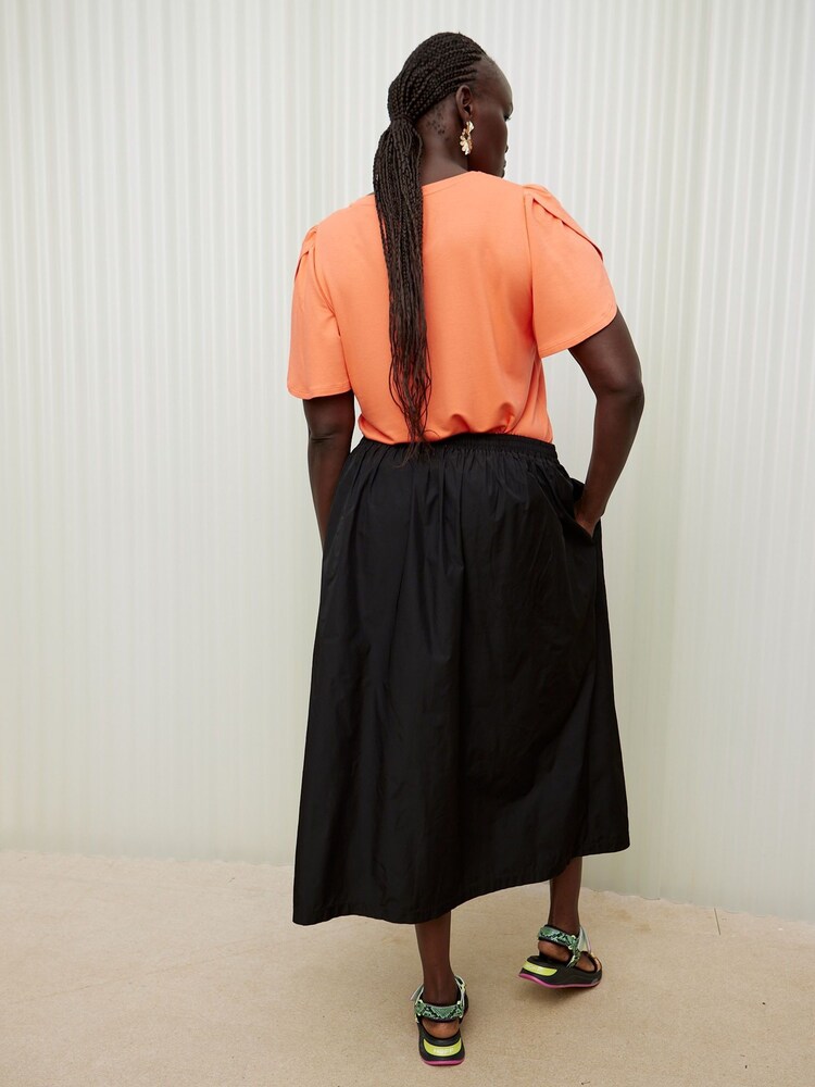 Oliver Bonas Orange Flutter Sleeve Jersey Top - Image 2 of 9