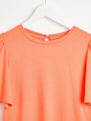 Oliver Bonas Orange Flutter Sleeve Jersey Top - Image 6 of 9