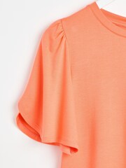 Oliver Bonas Orange Flutter Sleeve Jersey Top - Image 7 of 9