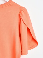 Oliver Bonas Orange Flutter Sleeve Jersey Top - Image 9 of 9
