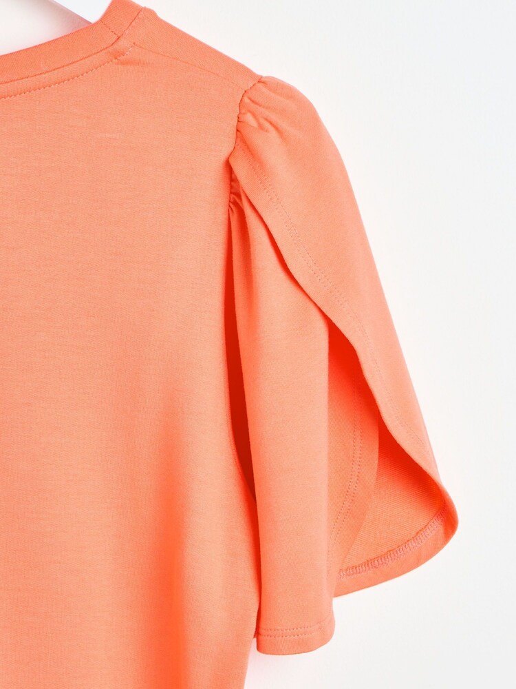 Oliver Bonas Orange Flutter Sleeve Jersey Top - Image 9 of 9