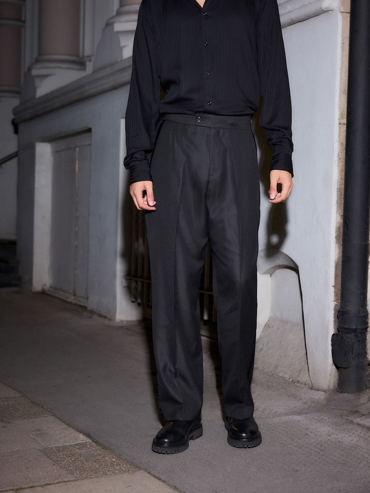 Черный - EDIT Tape Detail Wide Leg Tuxedo Trousers - Image 1 of 9