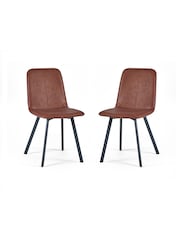 Julian Bowen Set of 2 Brown Goya Dining Chairs - Image 3 of 5