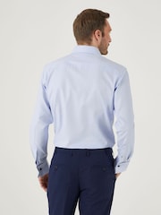 Skopes Blue 100% Cotton Double Cuff Dobby Shirt - Image 2 of 6