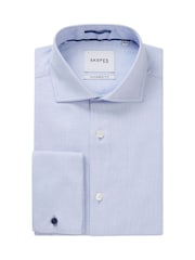 Skopes Blue 100% Cotton Double Cuff Dobby Shirt - Image 6 of 6