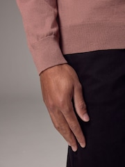 Zartrosa - Langärmeliges Polo-Shirt aus Feinstrick - Bild 5 von 8