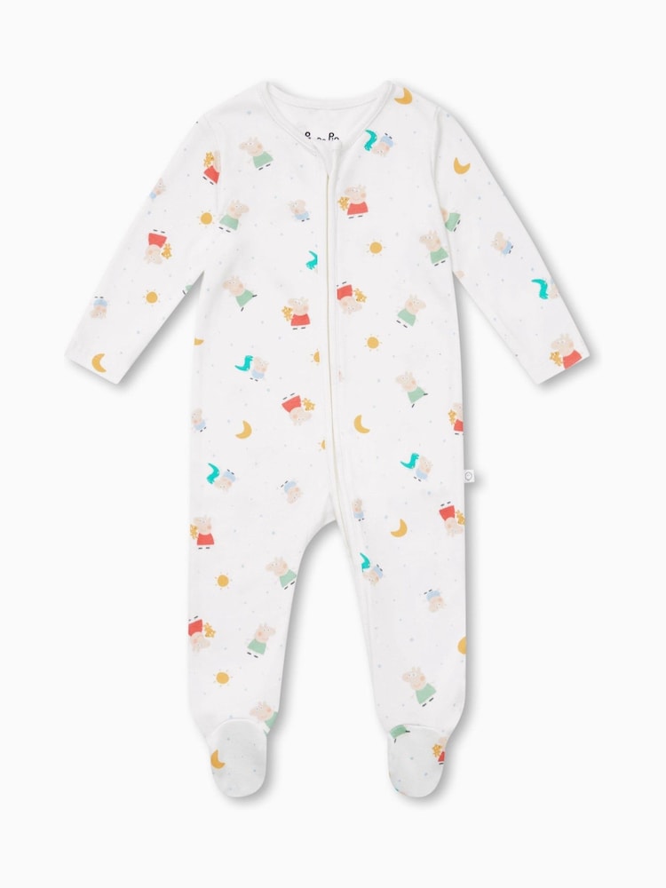 MORI White Peppa Pig Print Clever Zip Sleepsuit - Image 3 of 3