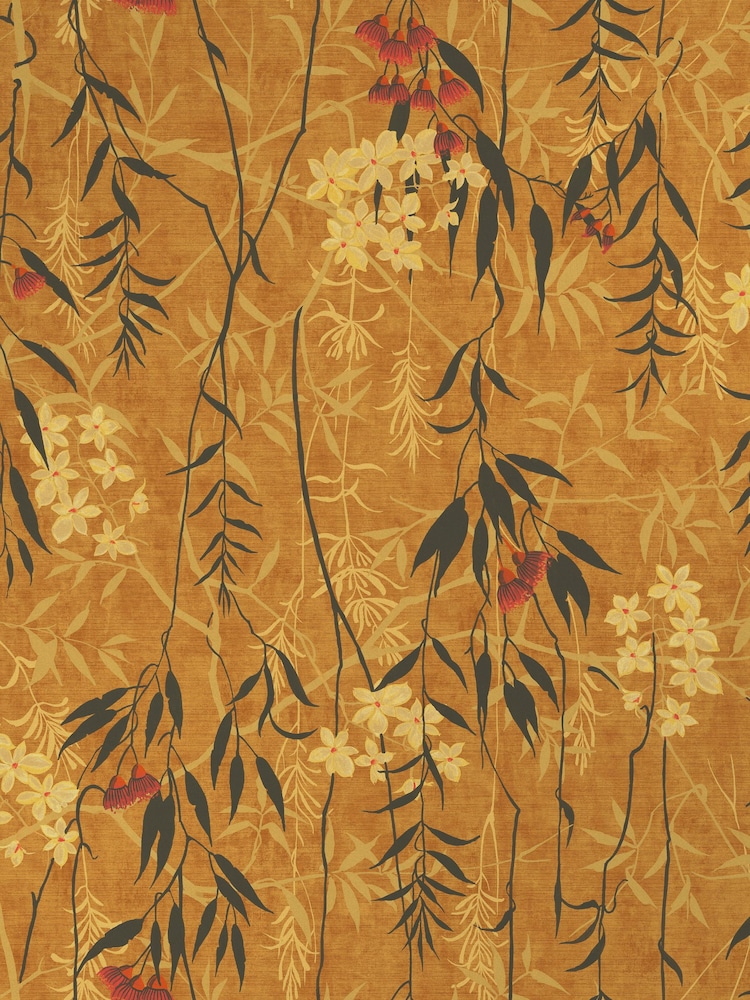 Graham & Brown Yellow Obassia Silk Wallpaper Sample - Image 2 of 3