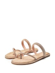 Moda in Pelle Ottie Toe Loop Glitz Sliders - Image 2 of 4
