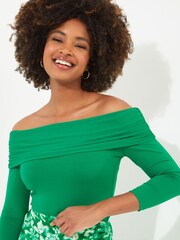 Joe Browns Green Slim Fit Bardot Jersey Top - Image 1 of 5