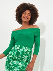Joe Browns Green Slim Fit Bardot Jersey Top - Image 2 of 5