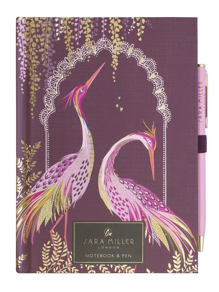 Sara Miller Purple Haveli Garden B6 Notebook And Pen - Image 1 of 3