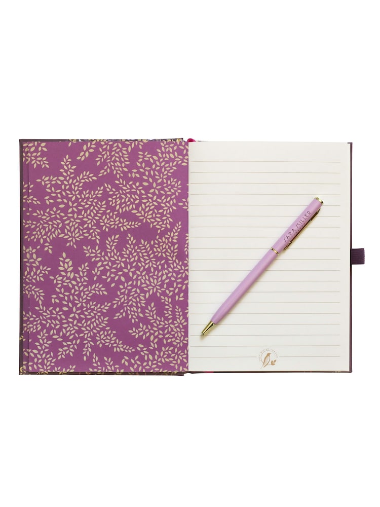 Sara Miller Purple Haveli Garden B6 Notebook And Pen - Image 3 of 3