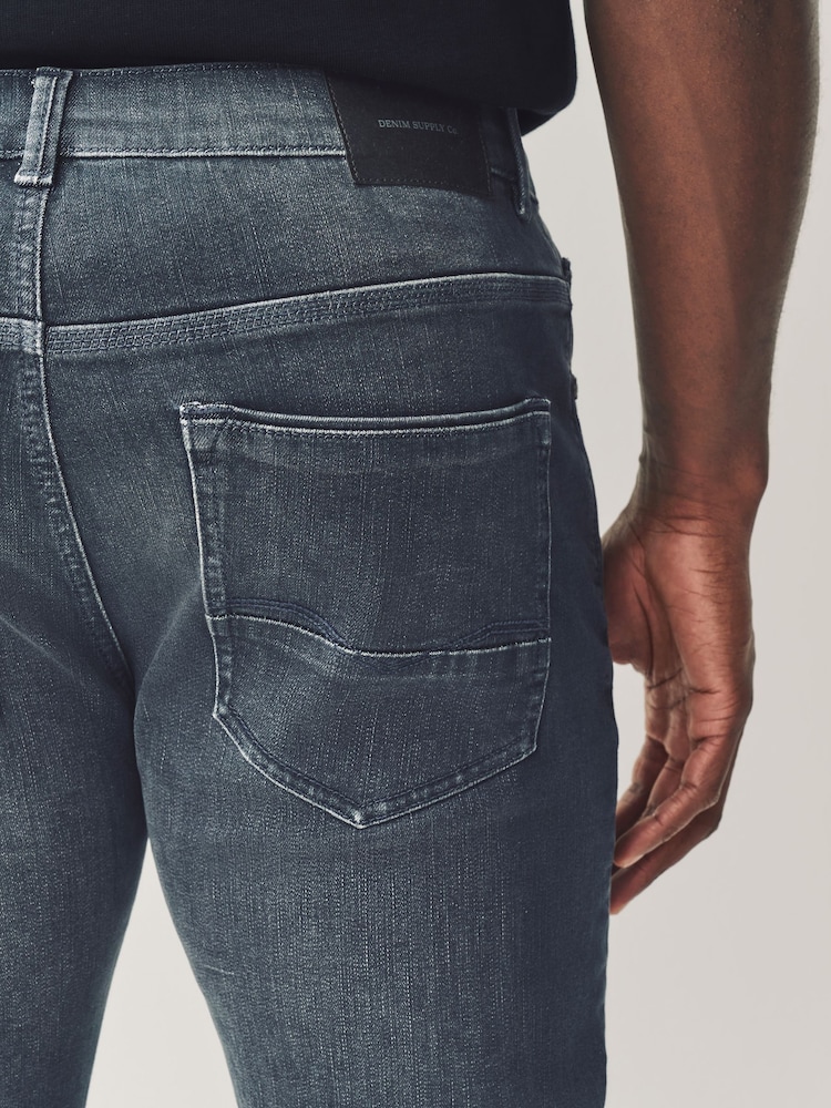 Charcoal Grey Skinny Fit Authentic Stretch Denim Jeans - Image 6 of 11