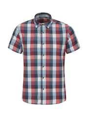Mountain Warehouse Berry Red Weekender Mens 100% Cotton Short Sleeve Shirt - Image 1 of 5
