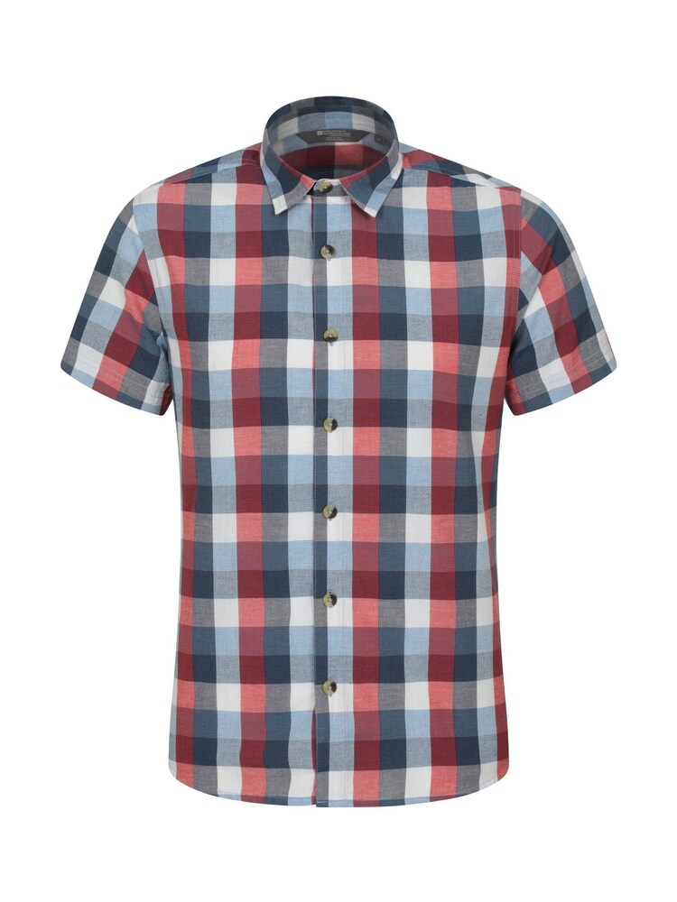 Mountain Warehouse Berry Red Weekender Mens 100% Cotton Short Sleeve Shirt - Image 1 of 5