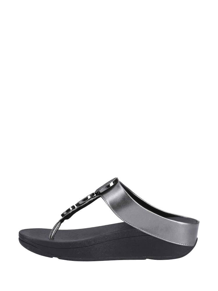 FitFlop Halo Toe Post Black Sandals - Image 2 of 8