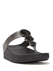 FitFlop Halo Toe Post Black Sandals - Image 3 of 8