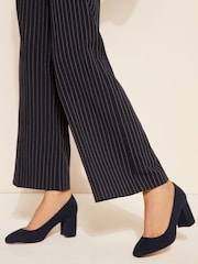 Friends Like These Navy Blue Regular Fit Mid Block Heel Round Toe Court Shoe - Image 2 of 5