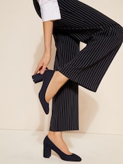 Friends Like These Navy Blue Regular Fit Mid Block Heel Round Toe Court Shoe - Image 4 of 5