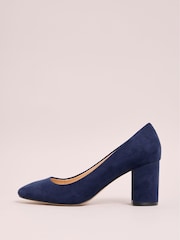 Friends Like These Navy Blue Regular Fit Mid Block Heel Round Toe Court Shoe - Image 5 of 5