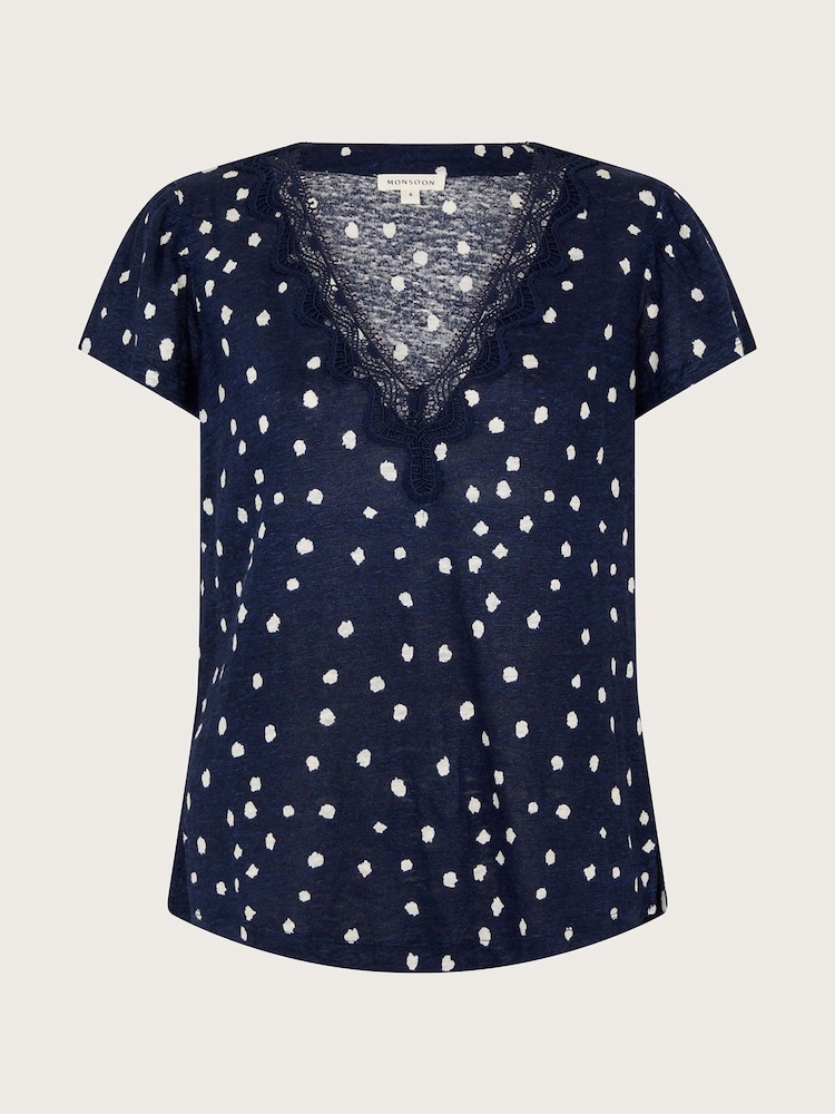 Monsoon Blue Mackie Spot 100% Linen Top - Image 5 of 5 Monsoon Blue Mackie Spot 100% Linen Top - Image 5 of 5