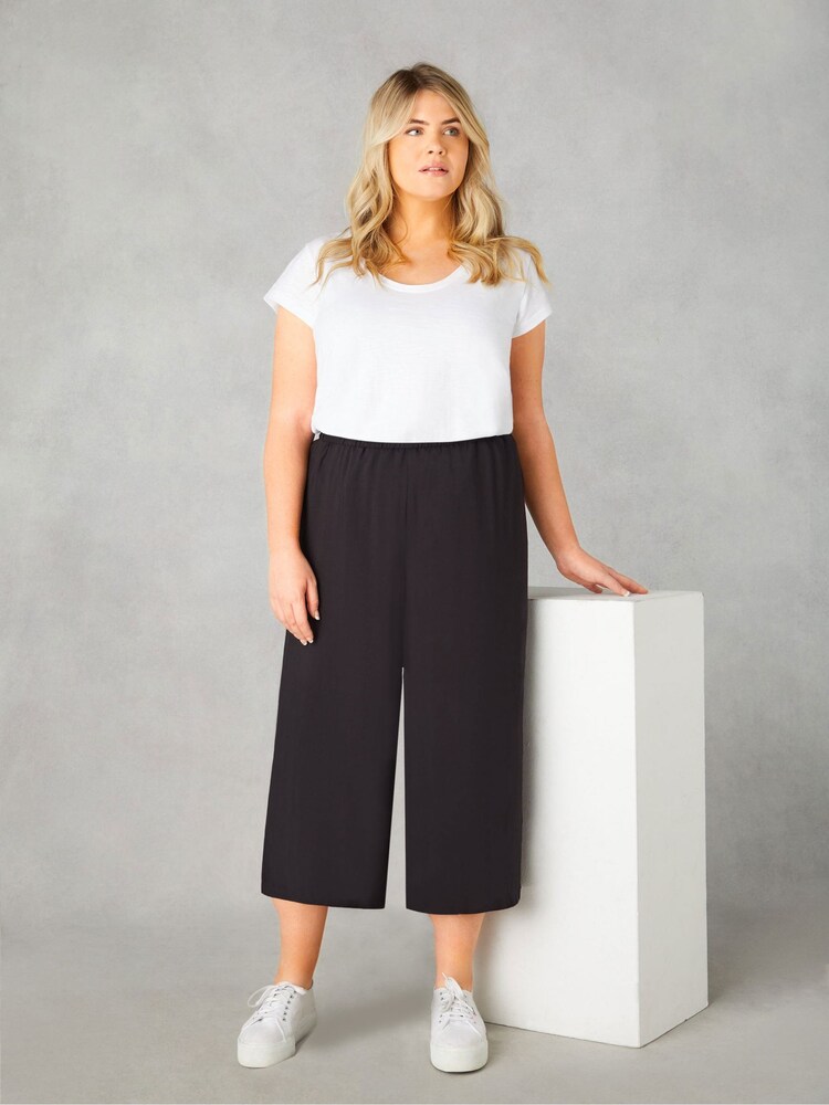 Live Unlimited Black Curve Pull-On Cropped Trousers - Image 1 of 5 Live Unlimited Black Curve Pull-On Cropped Trousers - Image 1 of 5