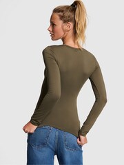 Victoria's Secret PINK Olive Green Long Sleeve Soft Stretch T-Shirt - Image 2 of 3