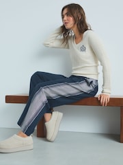 Navy 100% Cotton Side Stripe Trousers - Image 1 of 9