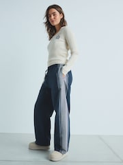 Navy 100% Cotton Side Stripe Trousers - Image 3 of 9
