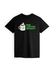 Personalised Dad, Coffee, Repeat' Black T-Shirt by Stitch Style - Image 1 of 5