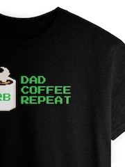 Personalised Dad, Coffee, Repeat' Black T-Shirt by Stitch Style - Image 3 of 5
