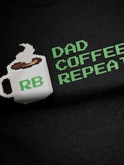 Personalised Dad, Coffee, Repeat' Black T-Shirt by Stitch Style - Image 4 of 5