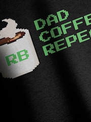 Personalised Dad, Coffee, Repeat' Black T-Shirt by Stitch Style - Image 5 of 5