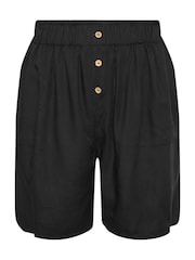Yours Curve Black Button Front Paperbag Shorts - Image 5 of 5