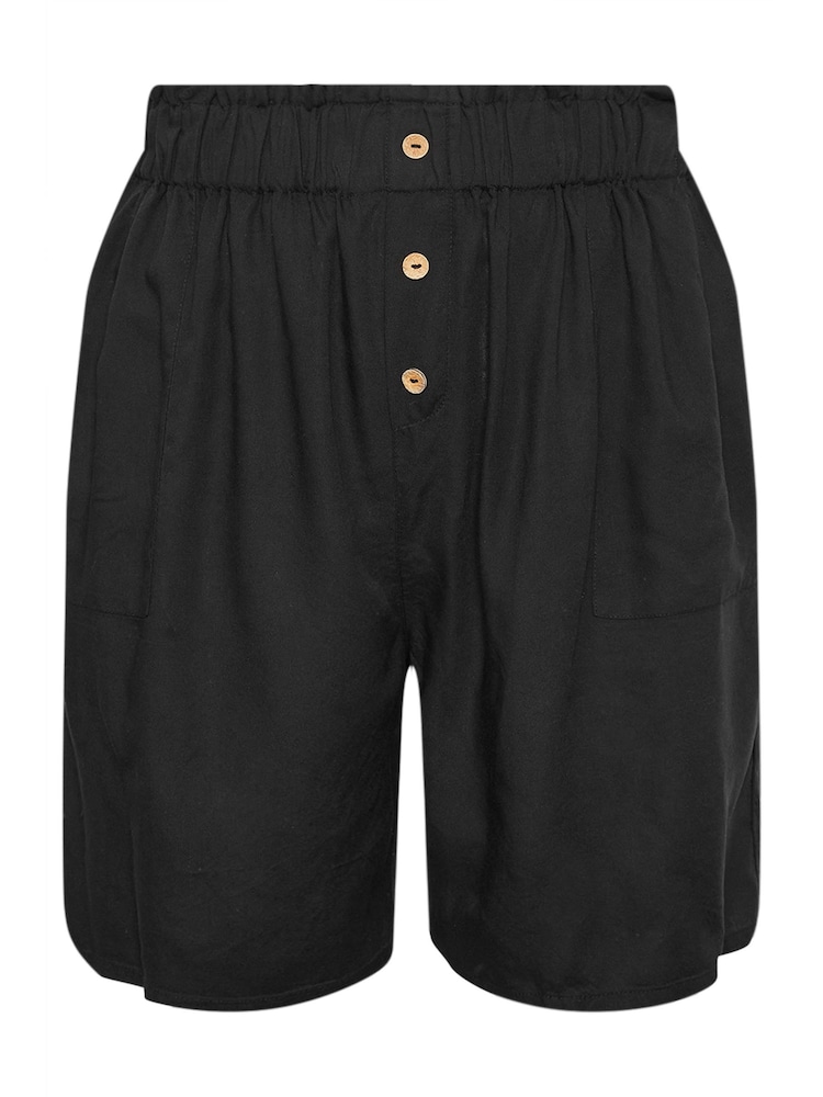 Yours Curve Black Button Front Paperbag Shorts - Image 5 of 5