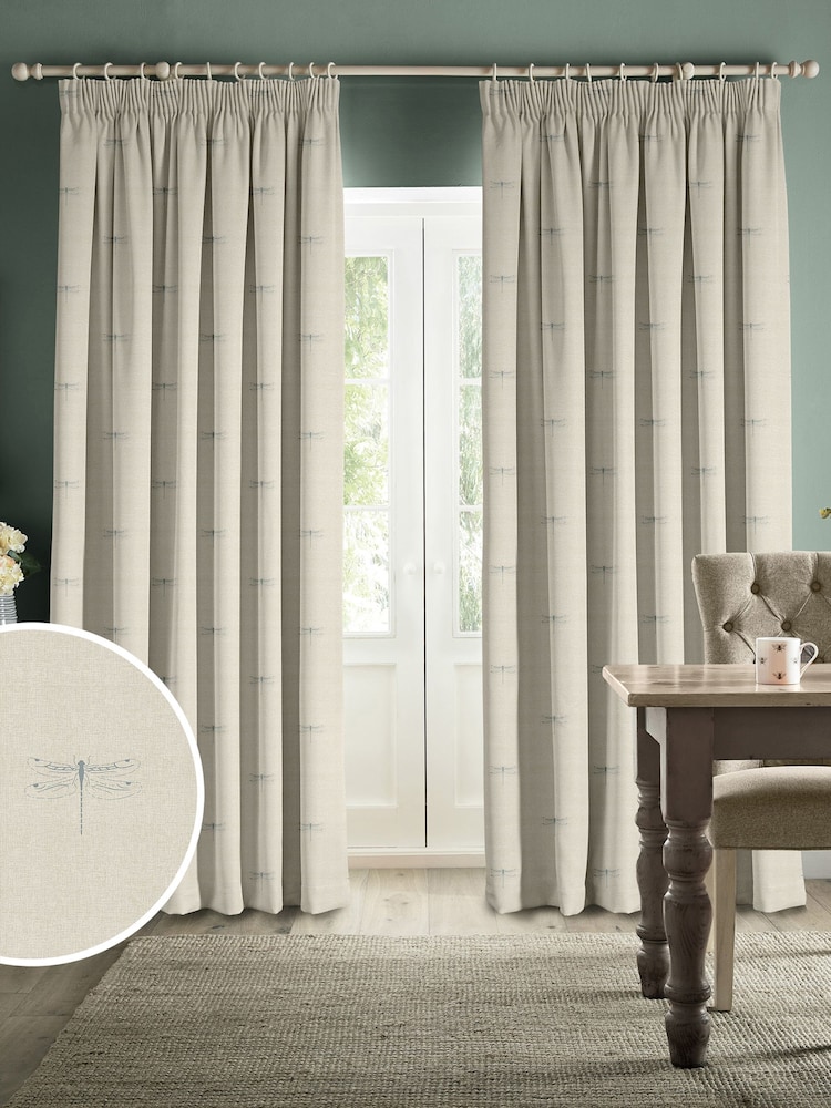 Sophie Allport Duck Egg Blue Vector Dragonfly Made to Measure 100% Cotton Curtains - Image 1 of 6