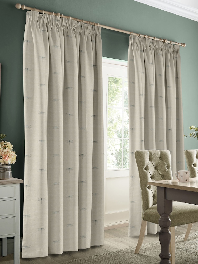 Sophie Allport Duck Egg Blue Vector Dragonfly Made to Measure 100% Cotton Curtains - Image 2 of 6