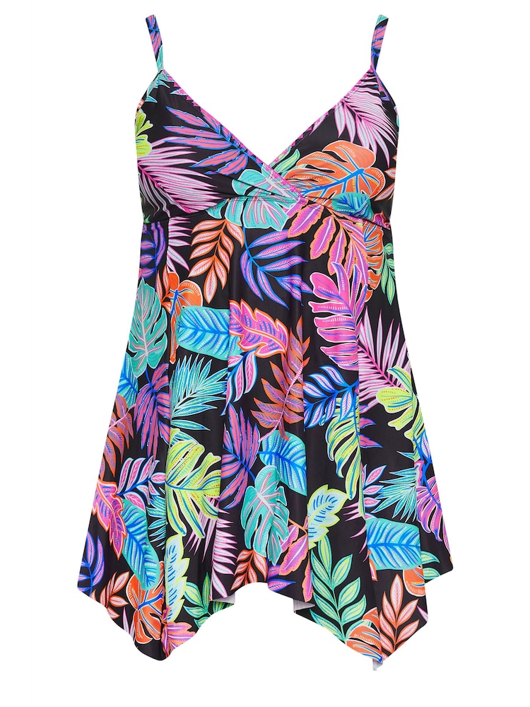 Yours Curve Tropical Print Tummy Control Swimdress - Image 6 of 7