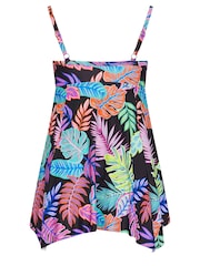 Yours Curve Black Tropical Print Tummy Control Swimdress - Image 7 of 7