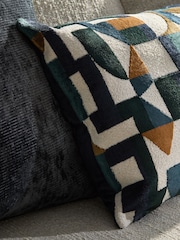 Navy Blue Cut Velvet Eero Cushion - Image 2 of 5