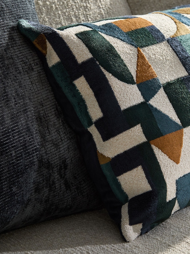 Navy Blue Cut Velvet Eero Cushion - Image 2 of 5