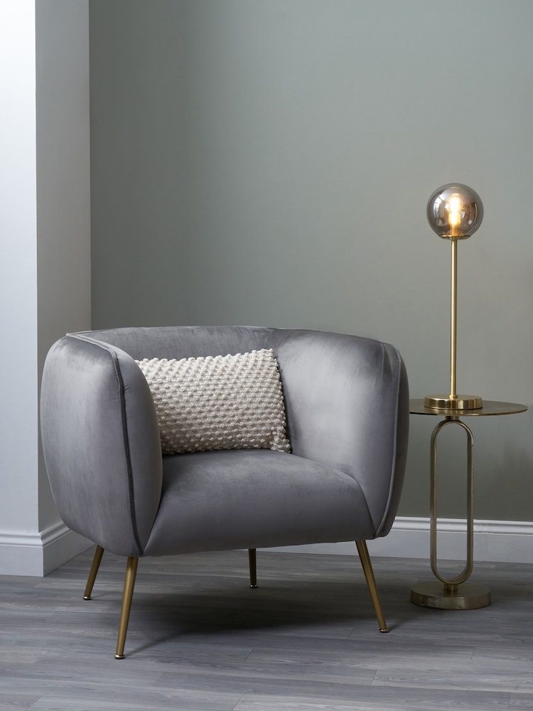 Pacific Dove Grey Lucca Velvet Chair - Image 1 of 6