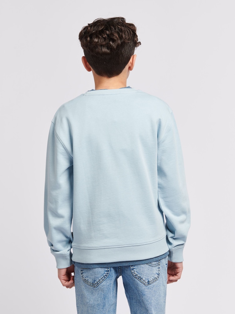 Lee Blue Boys 100% Cotton Badge Sweatshirt - Image 2 of 8