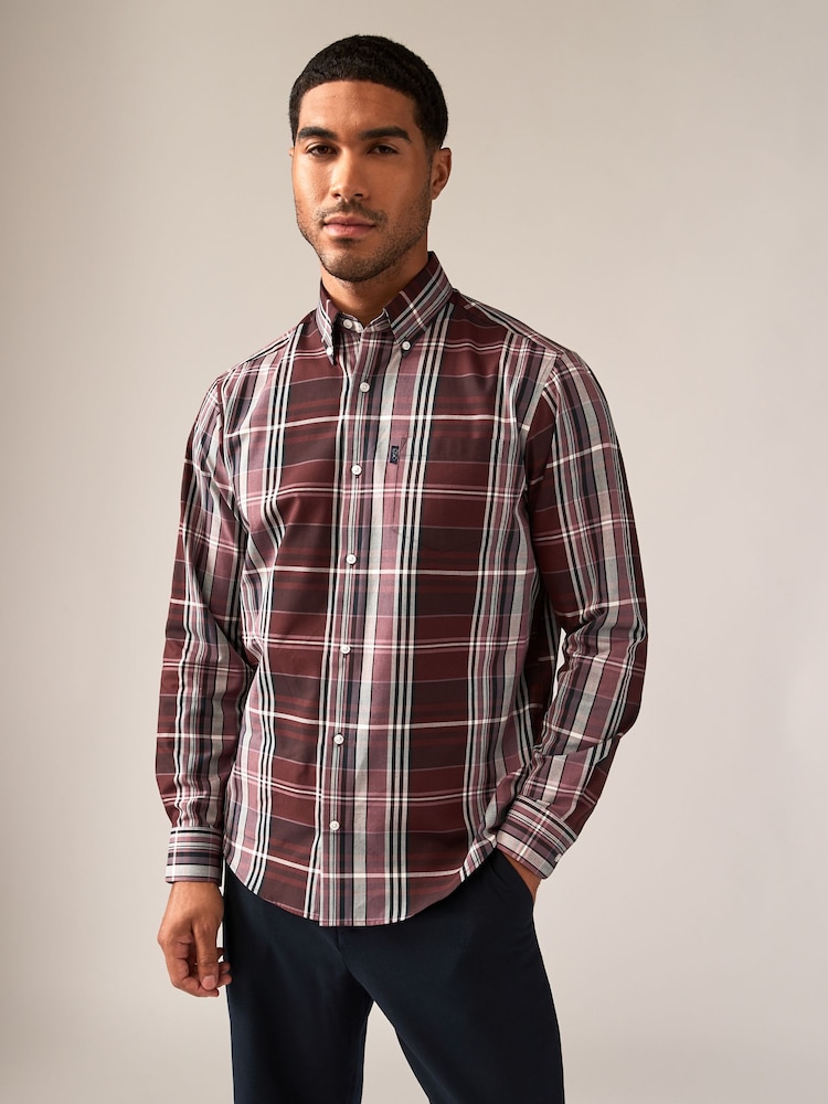 Diseño a cuadros en color rojo burdeos Madras - Camisa Oxford de corte estándar con botones de planchado fácil - Imagen 1 de 8 Diseño a cuadros en color rojo burdeos Madras - Camisa Oxford de corte estándar con botones de planchado fácil - Imagen 1 de 8