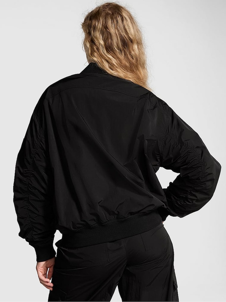 Victoria's Secret PINK Black Parachute Cargo Bomber Jacket - Image 2 of 3