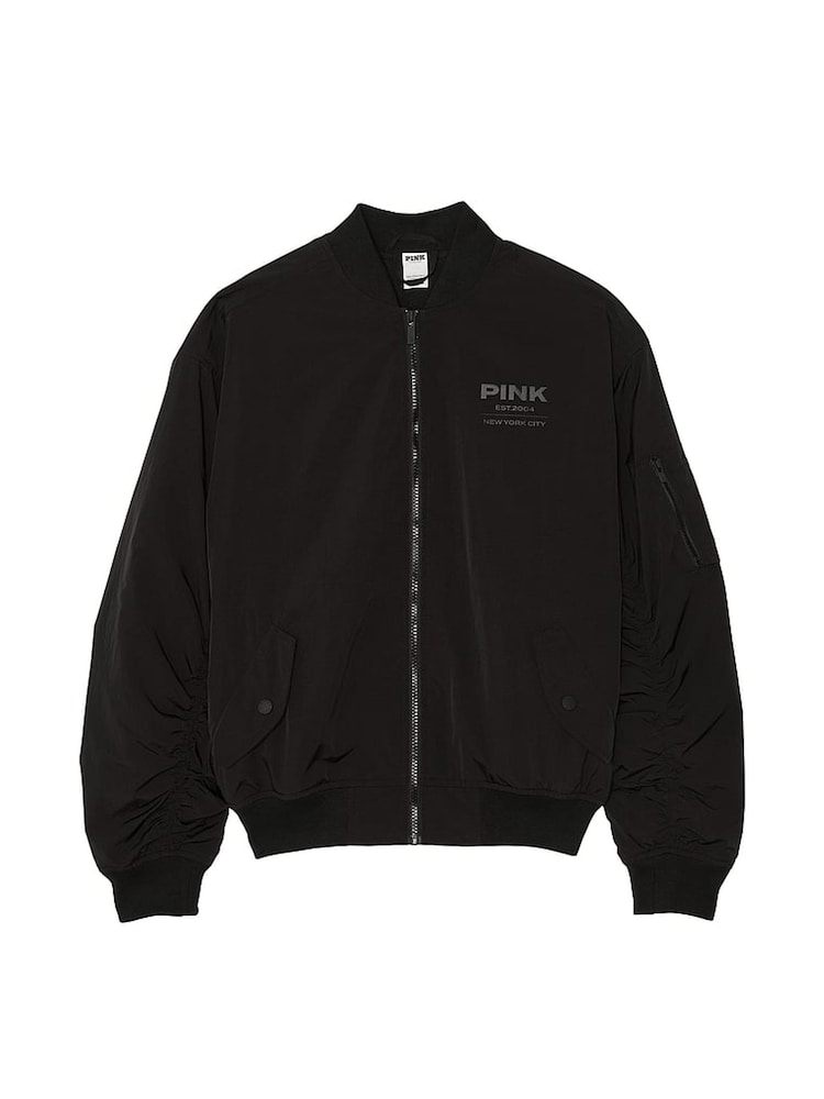 Victoria's Secret PINK Black Parachute Cargo Bomber Jacket - Image 3 of 3