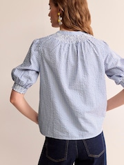 Boden Blue Ada Seersucker 100% Cotton Top - Image 3 of 5