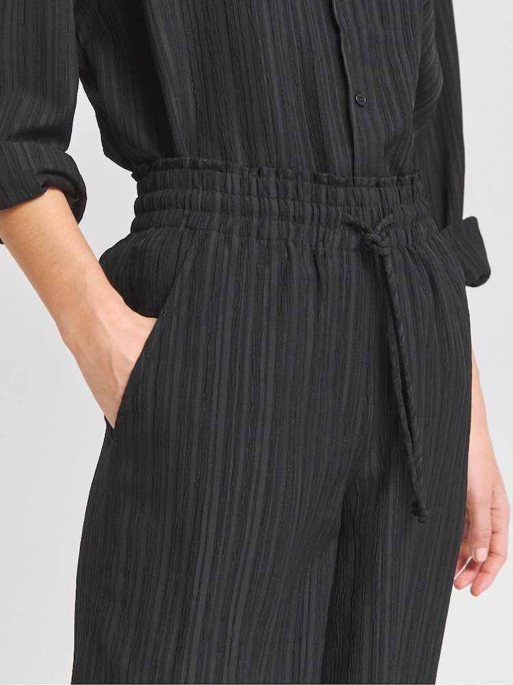 Simply Be Black Textured Wide Leg Trousers - Image 4 of 4