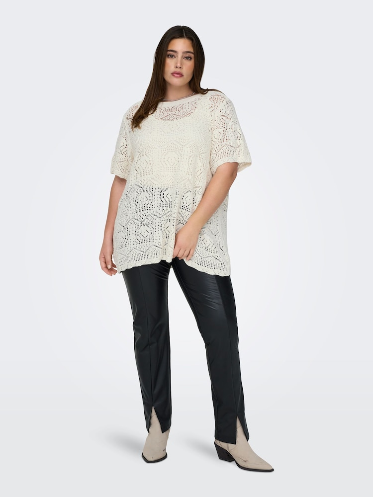 ONLY Curve Cream Crochet Knit Blouse - Image 2 of 7 ONLY Curve Cream Crochet Knit Blouse - Image 2 of 7